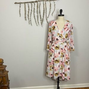 Floral hi-lo wrap dress